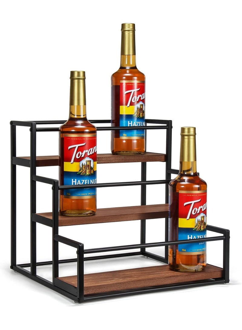 رف شراب القهوة بثلاث طبقات ل12 قنينة، حامل الشراب، رف تخزين لمحل القهوة والمطبخ - Image 1